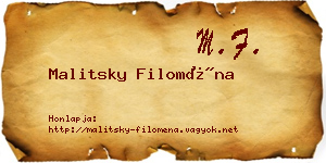 Malitsky Filoména névjegykártya